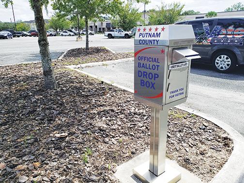 An ballot dropbox stands outside the Supervisor of Elections Office in Palatka.