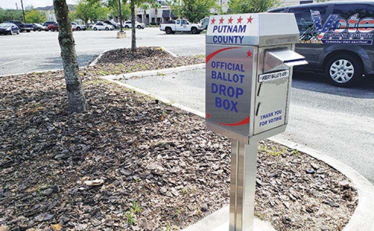 An ballot dropbox stands outside the Supervisor of Elections Office in Palatka.