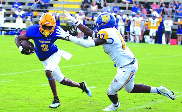 Palatka tailback Roderris Passmore (2) tries to turn the corner in a game last season against Newberry. The Panthers will be highly tested this upcoming season with a demanding schedule. (MARK BLUMENTHAL/Palatka Daily News)