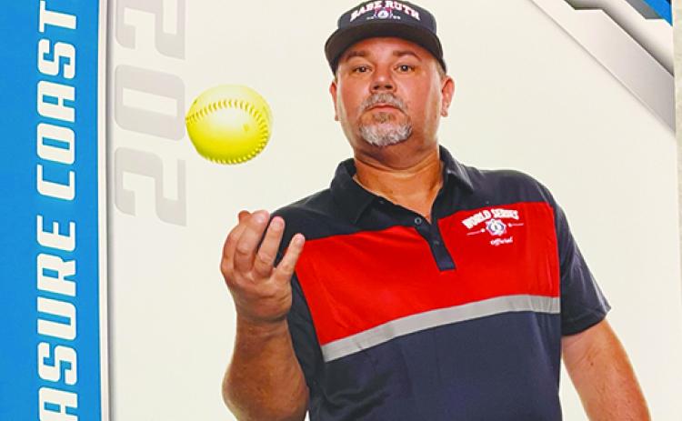 Palatka’s Buck Player, a longtime softball umpire in this county, had the honor of calling balls and strike and safes and outs at four recent Babe Ruth Softball World Series in Jensen Beach. (Photo courtesy of Babe Ruth World Series)