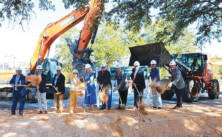 Submitted photo – Local officials break ground at the site of the former E.H. Miller School in Palatka in anticipation of building a new elementary school, which is slated to open in August 2025.